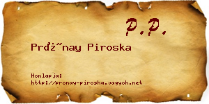 Prónay Piroska névjegykártya