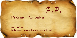 Prónay Piroska névjegykártya
